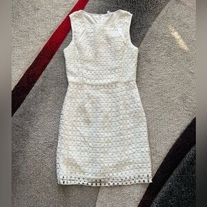 Lucy Paris White Crochet Grid Sheath Dress